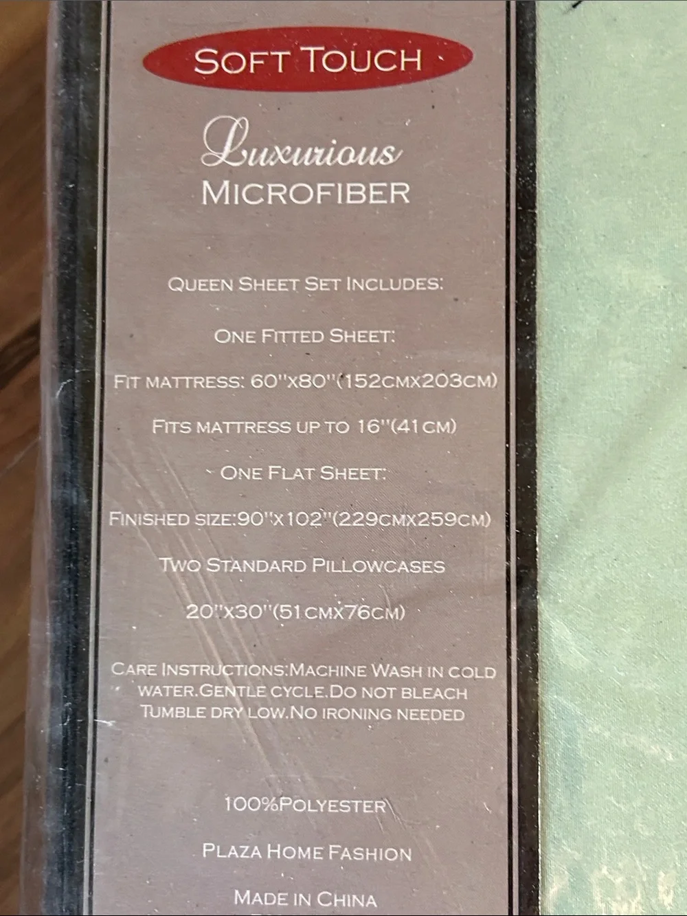 NEW Plaza Home Soft Touch Queen Sheet Set - Light Sage